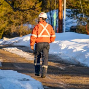 Construction Worker wearing winter weather PPE