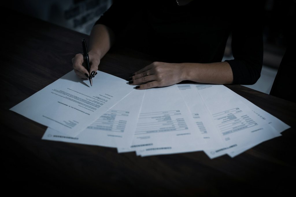 Administrator working through papers