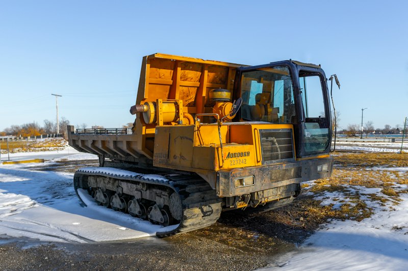 Bulldozer in a snowy field