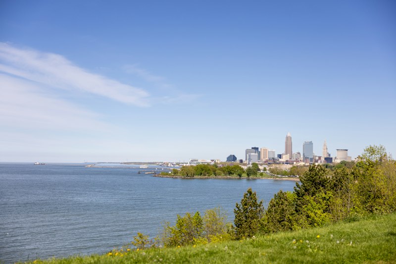 Cleveland cityscape across the lake