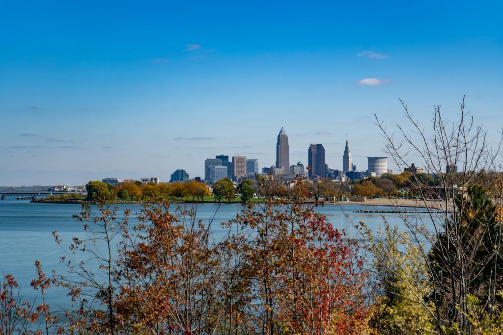 Cleveland skyline across the water