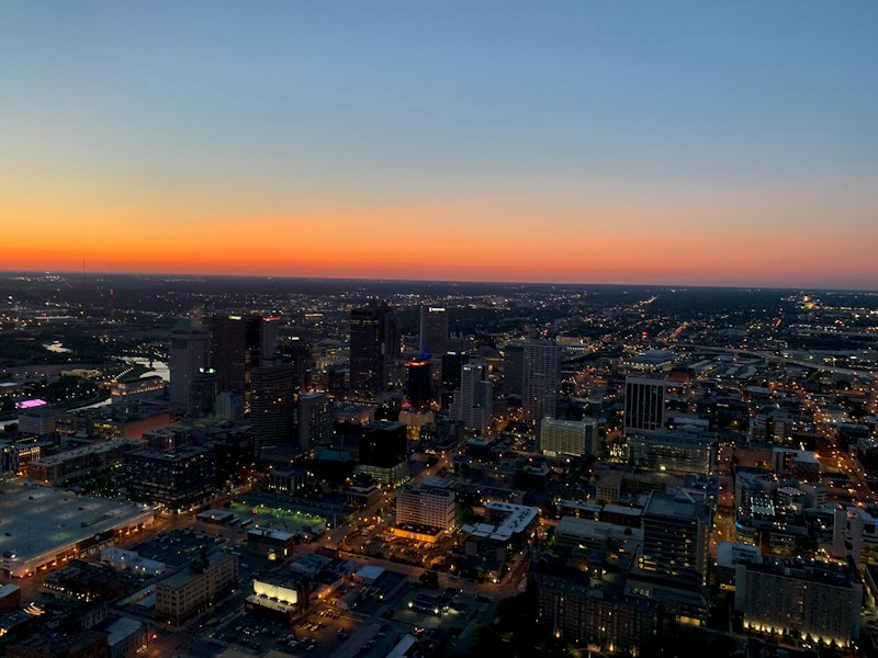 Columbus at night from above