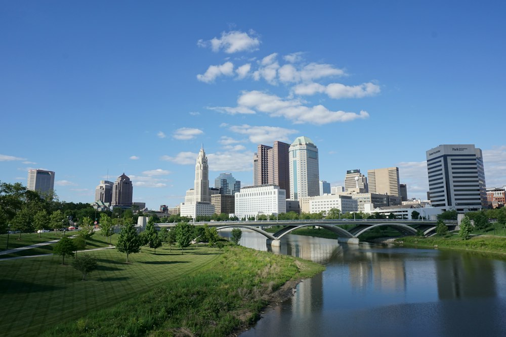 Columbus skyline with a bridge over the river