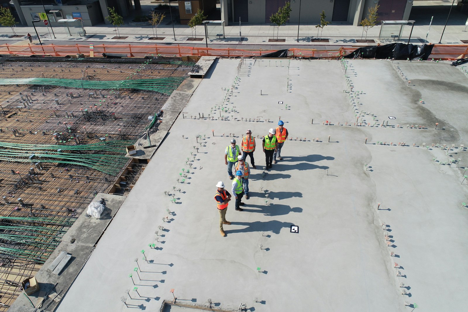 Crew gathered on a rooftop
