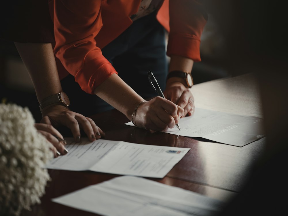 Employee filling out a form