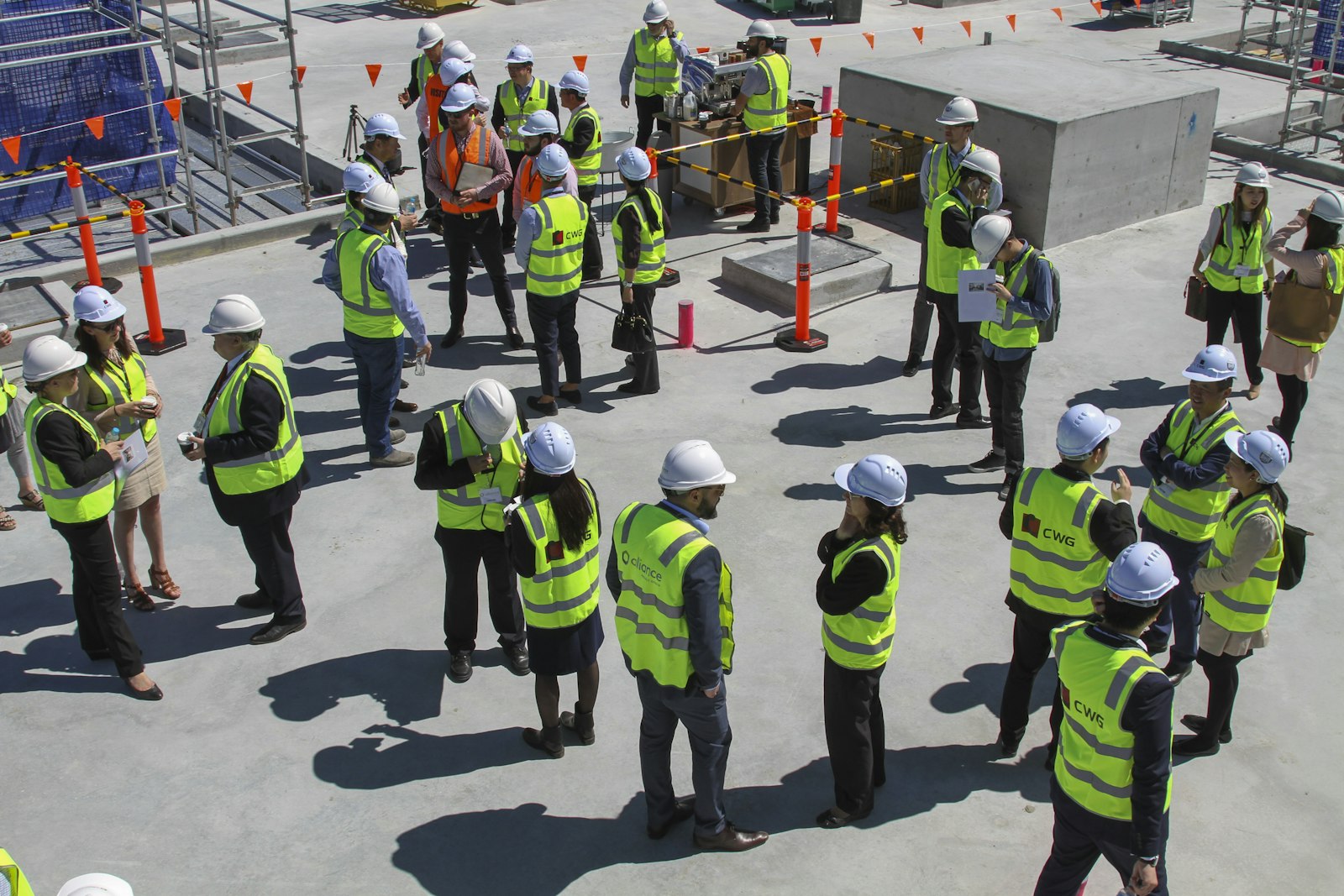 Group of construction workers standing together