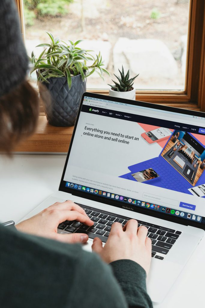 Laptop on a white table