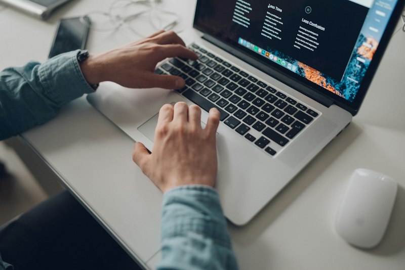 Person working on a laptop
