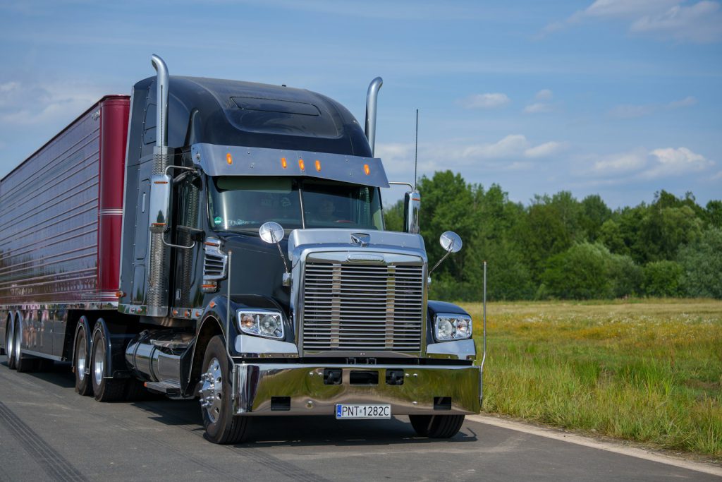 Semi-truck on a rural road