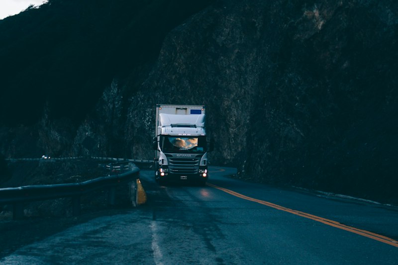 Tractor-trailer on a highway